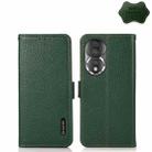 For Honor 80 Pro KHAZNEH Side-Magnetic Litchi Genuine Leather RFID Phone Case(Green) - 1