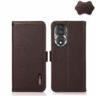 For Honor 80 Pro KHAZNEH Side-Magnetic Litchi Genuine Leather RFID Phone Case(Brown) - 1