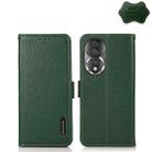 For Honor 80 KHAZNEH Side-Magnetic Litchi Genuine Leather RFID Phone Case(Green) - 1