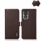 For Honor 80 KHAZNEH Side-Magnetic Litchi Genuine Leather RFID Phone Case(Brown) - 1