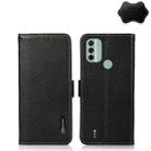 For Nokia C31 KHAZNEH Side-Magnetic Litchi Genuine Leather RFID Phone Case(Black) - 1