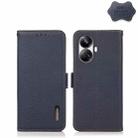 For Realme 10 Pro+ KHAZNEH Side-Magnetic Litchi Genuine Leather RFID Phone Case(Blue) - 1