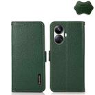 For Realme 10 Pro+ KHAZNEH Side-Magnetic Litchi Genuine Leather RFID Phone Case(Green) - 1
