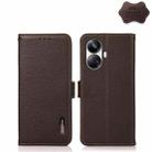 For Realme 10 Pro+ KHAZNEH Side-Magnetic Litchi Genuine Leather RFID Phone Case(Brown) - 1
