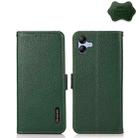 For Samsung Galaxy A04e KHAZNEH Side-Magnetic Litchi Genuine Leather RFID Phone Case(Green) - 1