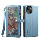 For iPhone 14 ESEBLE Star Series Lanyard Zipper Wallet RFID Leather Case(Blue) - 1