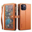 For iPhone 12 Pro Max ESEBLE Star Series Lanyard Zipper Wallet RFID Leather Case(Brown) - 1