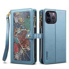 For iPhone 12 Pro Max ESEBLE Star Series Lanyard Zipper Wallet RFID Leather Case(Blue) - 1