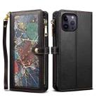 For iPhone 12 Pro Max ESEBLE Star Series Lanyard Zipper Wallet RFID Leather Case(Black) - 1