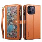 For iPhone 11 Pro Max ESEBLE Star Series Lanyard Zipper Wallet RFID Leather Case(Brown) - 1