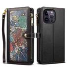For iPhone 11 Pro Max ESEBLE Star Series Lanyard Zipper Wallet RFID Leather Case(Black) - 1
