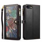 For iPhone SE 2022 / SE 2020 / 8 / 7 ESEBLE Star Series Lanyard Zipper Wallet RFID Leather Case(Black) - 1