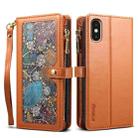 For iPhone XS Max ESEBLE Star Series Lanyard Zipper Wallet RFID Leather Case(Brown) - 1