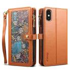 For iPhone XS / X ESEBLE Star Series Lanyard Zipper Wallet RFID Leather Case(Brown) - 1