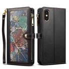 For iPhone XS / X ESEBLE Star Series Lanyard Zipper Wallet RFID Leather Case(Black) - 1