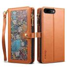 For iPhone 8 Plus / 7 Plus ESEBLE Star Series Lanyard Zipper Wallet RFID Leather Case(Brown) - 1