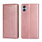 For Samsung Galaxy A04E Gloss Oil Solid Color Magnetic Leather Phone Case(Rose Gold) - 1