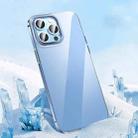 For iPhone 14 Pro Max Metal Key Crystal Transparent PC Phone Case(Blue) - 1