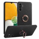 For Samsung Galaxy A14 5G Litchi Texture Magnetic Phone Case with Ring Holder(Black) - 1