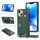 For iPhone 14 Plus Crossbody Wrist Strap Card Holder Phone Case(Green) - 1