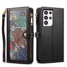 For Samsung Galaxy S21 Ultra 5G ESEBLE Star Series Lanyard Zipper Wallet RFID Leather Case(Black) - 1