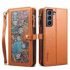 For Samsung Galaxy S21 5G ESEBLE Star Series Lanyard Zipper Wallet RFID Leather Case(Brown) - 1