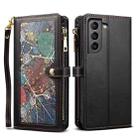 For Samsung Galaxy S21+ 5G ESEBLE Star Series Lanyard Zipper Wallet RFID Leather Case(Black) - 1
