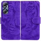 For Infinix Hot 20 Tiger Embossing Pattern Leather Phone Case(Purple) - 1