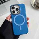For iPhone 14 Invisible Holder Magsafe Ultra-thin PC Phone Case(Transparent Blue) - 1
