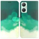 For Infinix Hot 20 Watercolor Pattern Leather Phone Case(Cyan Green) - 1