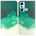 For Infinix Hot 20i Watercolor Pattern Leather Phone Case(Cyan Green) - 1