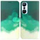 For Infinix Hot 20s Watercolor Pattern Leather Phone Case(Cyan Green) - 1