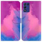 For Realme Q3S / Q3T / 9 SE / 9 5G Speed Watercolor Pattern Leather Phone Case(Purple Red) - 1
