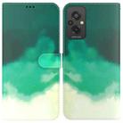 For Xiaomi Redmi 11 Prime 4G Watercolor Pattern Leather Phone Case(Cyan Green) - 1