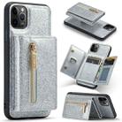 For iPhone 11 Pro Max DG.MING M3 Series Glitter Powder Card Bag Leather Case(Silver) - 1