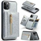 For iPhone 11 Pro DG.MING M3 Series Glitter Powder Card Bag Leather Case(Silver) - 1