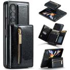 For Samsung Galaxy Z Fold3 5G DG.MING M3 Series Glitter Powder Card Bag Leather Case(Black) - 1