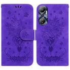 For Infinix Hot 20 Butterfly Rose Embossed Leather Phone Case(Purple) - 1