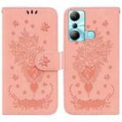 For Infinix Hot 20i Butterfly Rose Embossed Leather Phone Case(Pink) - 1