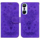 For Infinix Hot 20s Butterfly Rose Embossed Leather Phone Case(Purple) - 1