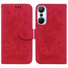 For Infinix Hot 20s Butterfly Rose Embossed Leather Phone Case(Red) - 1