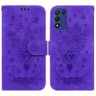 For Realme Q3S / Q3T / 9 SE / 9 5G Speed Butterfly Rose Embossed Leather Phone Case(Purple) - 1