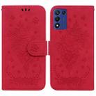 For Realme Q3S / Q3T / 9 SE / 9 5G Speed Butterfly Rose Embossed Leather Phone Case(Red) - 1