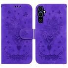 For Tecno Pova Neo 2 Butterfly Rose Embossed Leather Phone Case(Purple) - 1