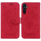 For Tecno Pova Neo 2 Butterfly Rose Embossed Leather Phone Case(Red) - 1