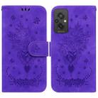 For Xiaomi Redmi 11 Prime 4G Butterfly Rose Embossed Leather Phone Case(Purple) - 1