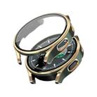 For Samsung Galaxy Watch 4 40 / 44mm Electroplating Two-color PC+Tempered Film Watch Protective Case(Green+Rose Gold) - 1