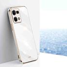 For OPPO Reno7 4G Global XINLI Straight 6D Plating Gold Edge TPU Phone Case(White) - 1