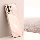 For OPPO Reno8 XINLI Straight 6D Plating Gold Edge TPU Phone Case(Pink) - 1