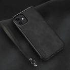 For iPhone 12 Lamba Skin Feel Leather Back Phone Case with Strap(Black) - 1